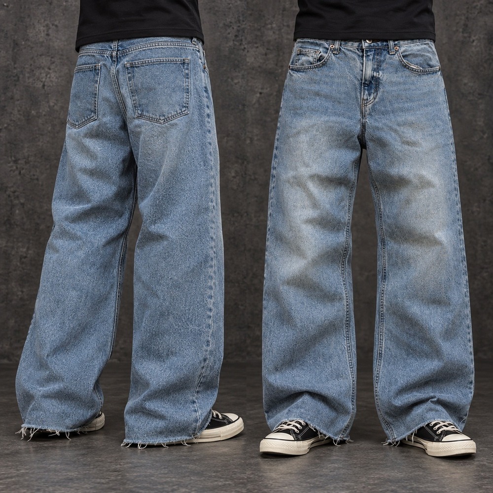 28x28 Blue Baggy Wide Leg Light Wash Denim Jeans Y2K Vintage 2000s